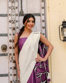 Purple Khadi Abstract Printed Saree