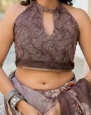 Mauve Linen Floral Printed Saree