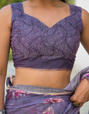 Dusty Purple Linen Floral Printed Saree