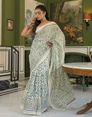 Beige Khadi Printed Saree