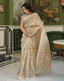 Beige Khadi Printed Saree