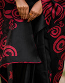 Black Khadi Floral Printed Saree