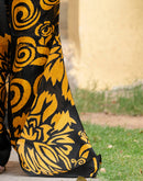 Black Khadi Floral Printed Saree