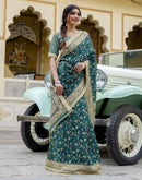 Rama Blue Khadi Warli Printed Saree