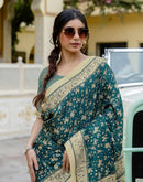 Rama Blue Khadi Warli Printed Saree