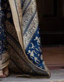 Navy Blue Khadi Warli Printed Saree