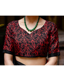 Red Khadi Abstract Printed Saree
