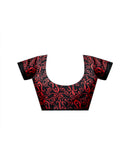 Red Khadi Abstract Printed Saree