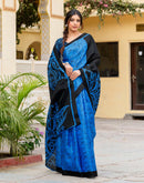 Blue Khadi Abstract Printed Saree