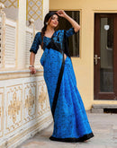 Blue Khadi Abstract Printed Saree