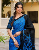 Blue Khadi Abstract Printed Saree