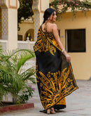 Yellow Khadi Abstract Printed Saree