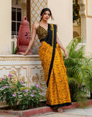 Yellow Khadi Abstract Printed Saree