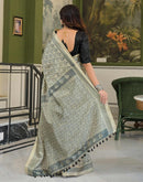 Beige Khadi Printed Saree