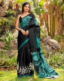 Black Khadi Printed Saree
