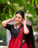 Red Khadi Printed Saree