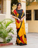 Yellow Khadi Printed Saree