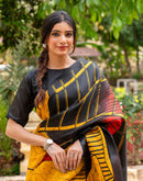 Yellow Khadi Printed Saree