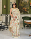 Beige Khadi Printed Saree