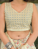 Beige Khadi Printed Saree