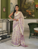 Beige Khadi Printed Saree