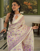 Beige Khadi Printed Saree
