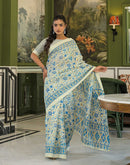 Beige Khadi Printed Saree