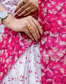 White Khadi Printed Saree