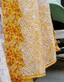 White Khadi Printed Saree