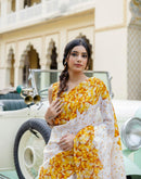 White Khadi Printed Saree