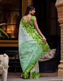 White Khadi Printed Saree