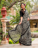 Black Khadi Printed Saree