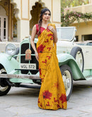 Yellow Khadi Printed Saree