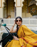Yellow Khadi Printed Saree