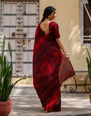 Red Khadi Printed Saree