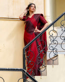 Red Khadi Printed Saree