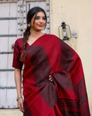 Red Khadi Printed Saree