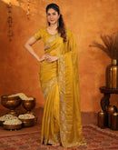 Mustard Shimmer Silk Stone Work Embroidery Saree