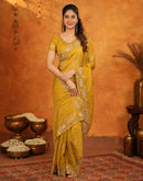 Mustard Shimmer Silk Stone Work Embroidery Saree