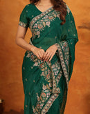 Green Tissue Silk Stone Work Embroidery Saree