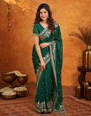 Green Tissue Silk Stone Work Embroidery Saree