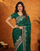 Green Tissue Silk Stone Work Embroidery Saree