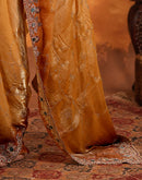 Light Orange Tissue Silk Stone Work Embroidery Saree