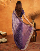 Purple Tissue Silk Stone Work Embroidery Saree