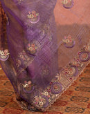Purple Crush Tissue Stone Work Embroidery Saree