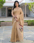 Beige Cotton Woven Paithani Saree