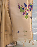 Beige Cotton Woven Paithani Saree