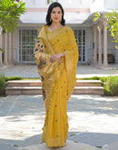 Yellow Cotton Woven Paithani Saree