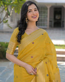 Yellow Cotton Woven Paithani Saree