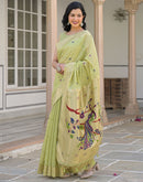 Pista Green Cotton Woven Paithani Saree